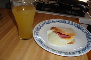 breakfast sandwich juice
