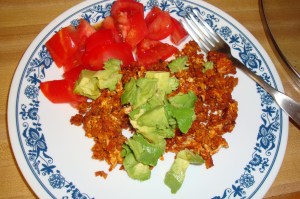 chorizo eggs avocado tomato